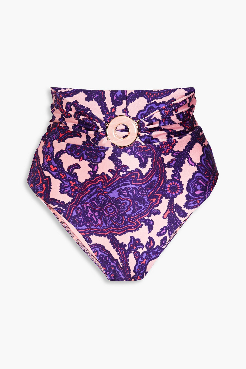 Zimmermann Paisley-print High-rise Bikini Briefs In Pink