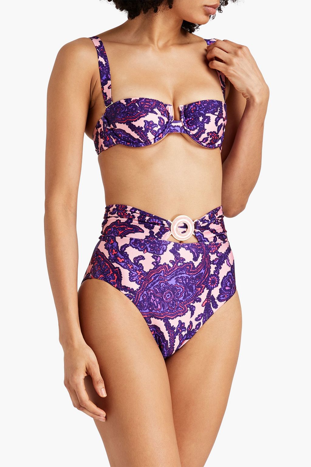 ZIMMERMANN Tiggy embellished paisley-print high-rise bikini briefs