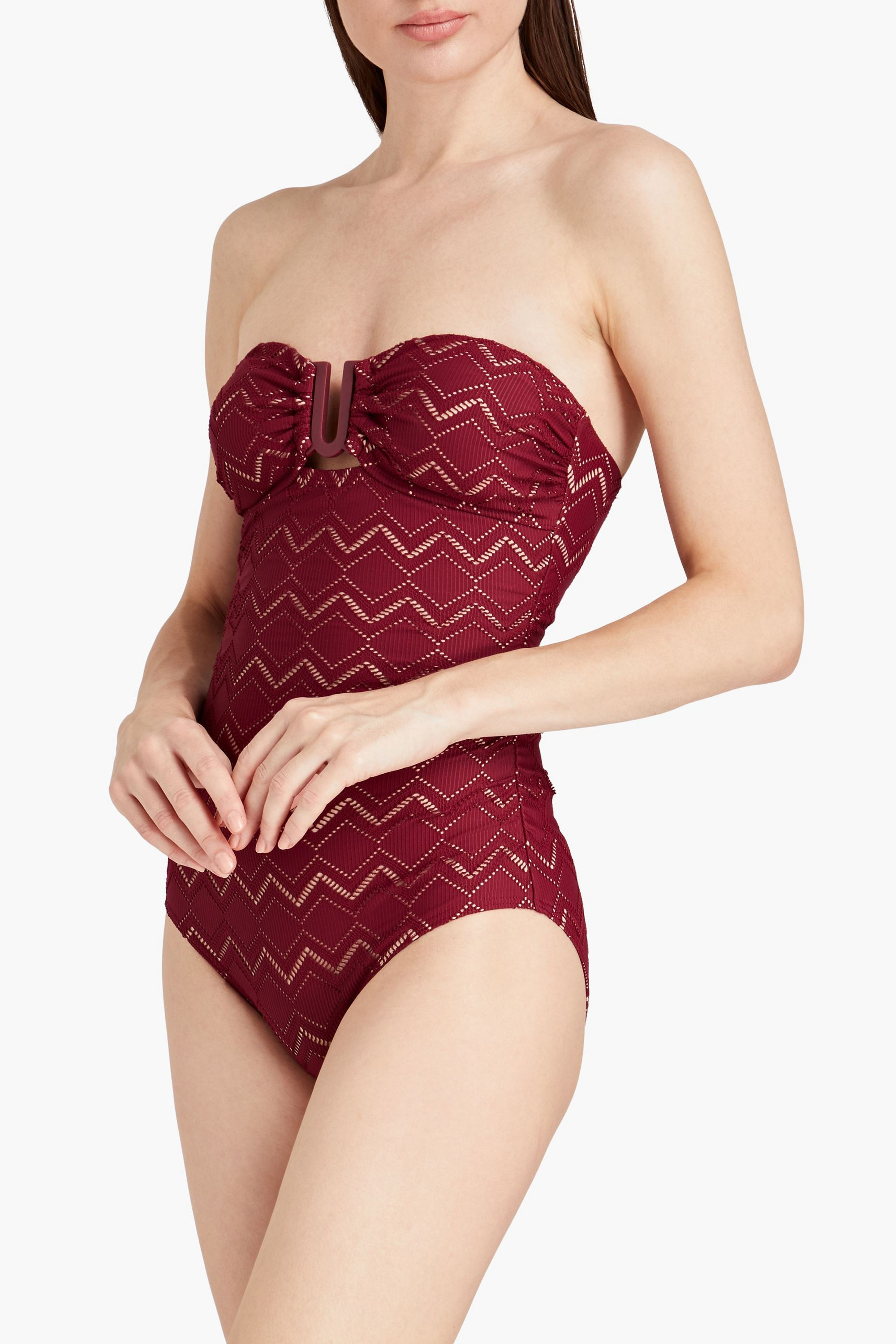 Zimmermann Pointelle-knit bandeau swimsuit