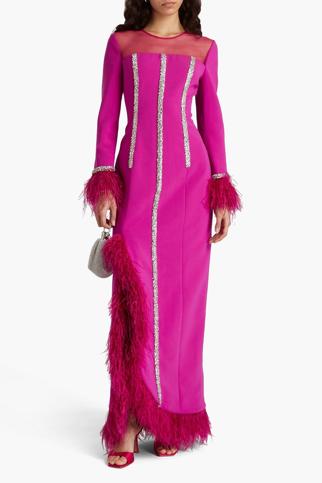 HUISHAN ZHANG Embellished tulle-paneled crepe gown