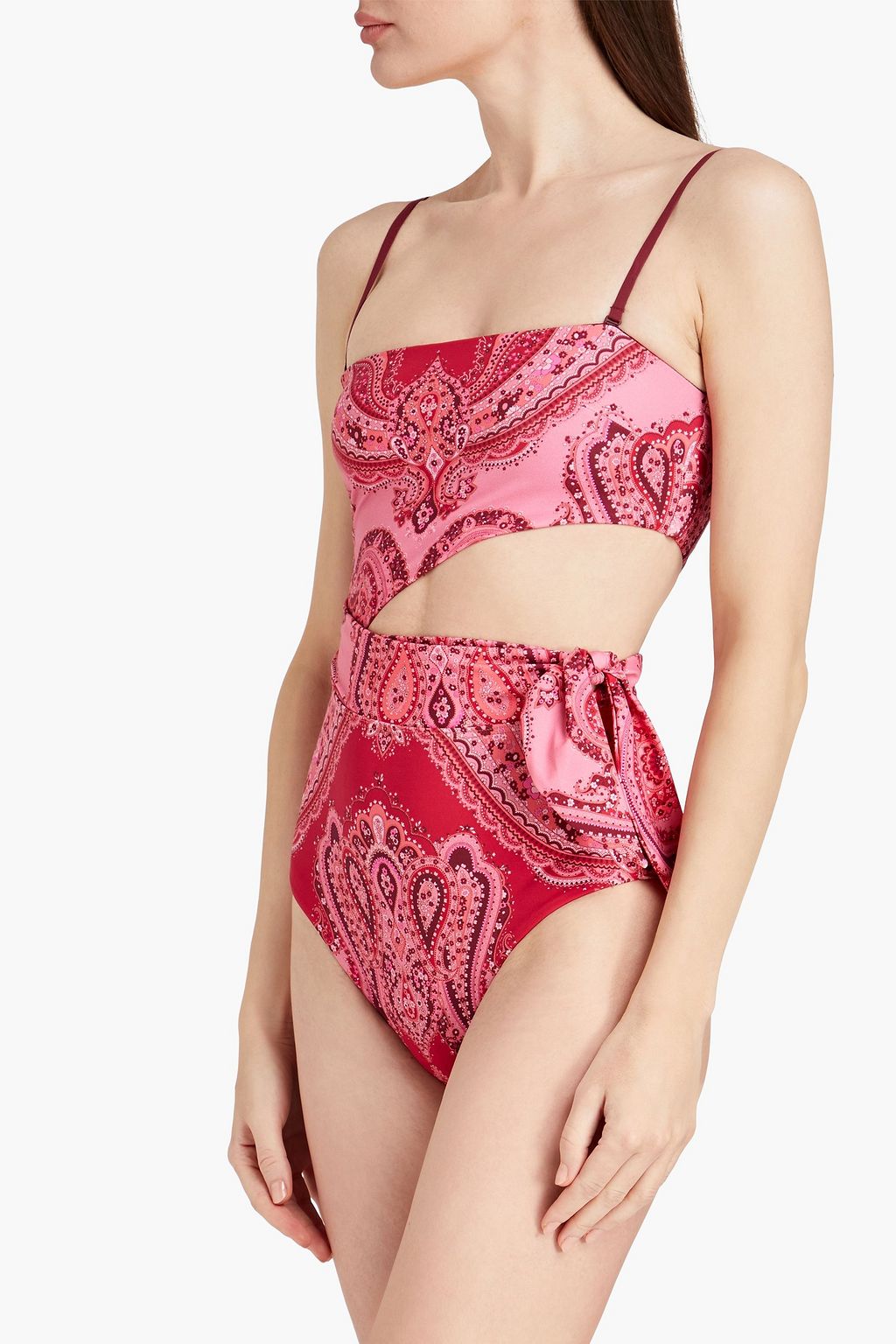 ZIMMERMANN Separates Sculpt cutout paisley-print bandeau swimsuit