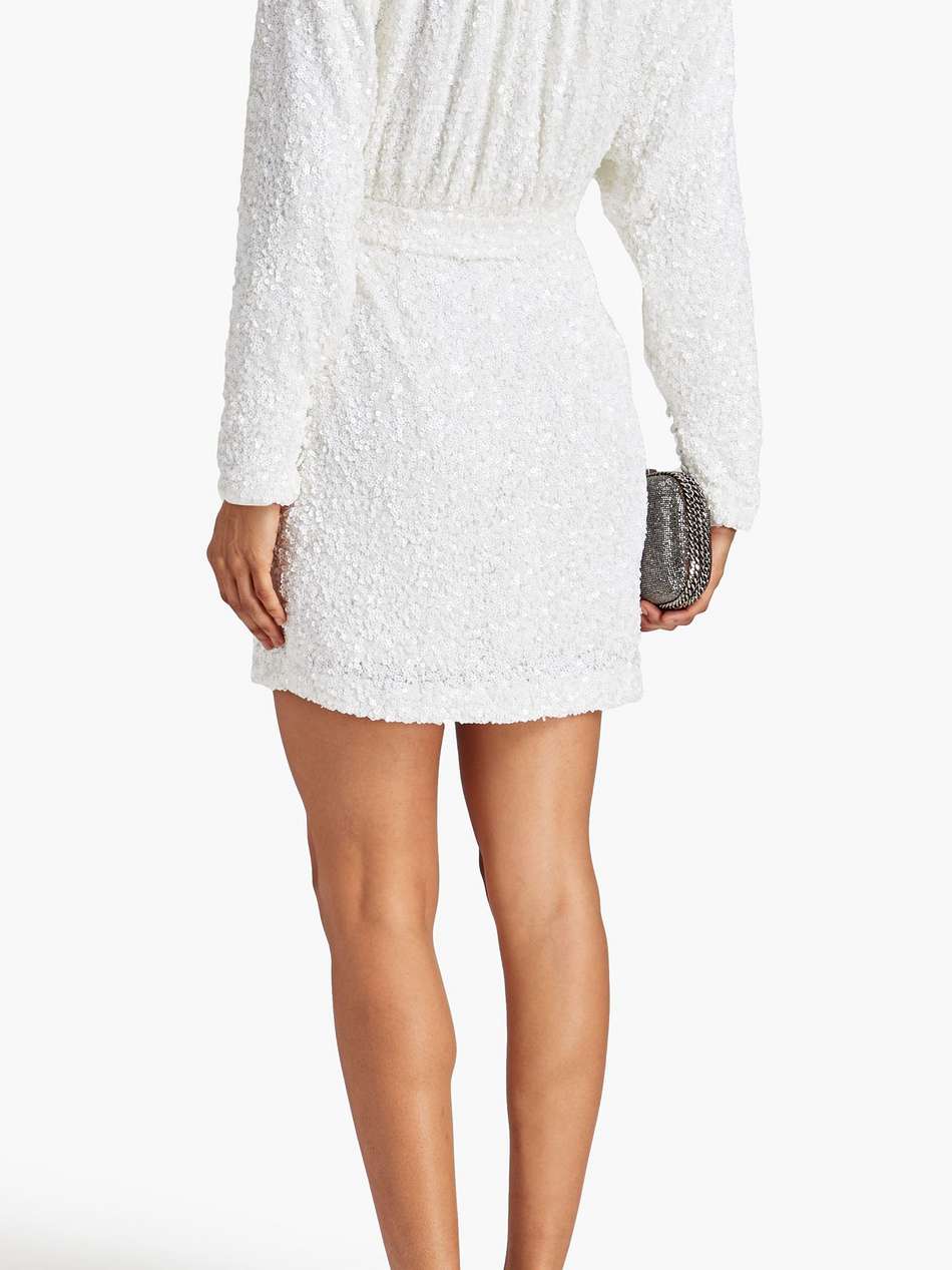 sequined mesh mini wrap dress