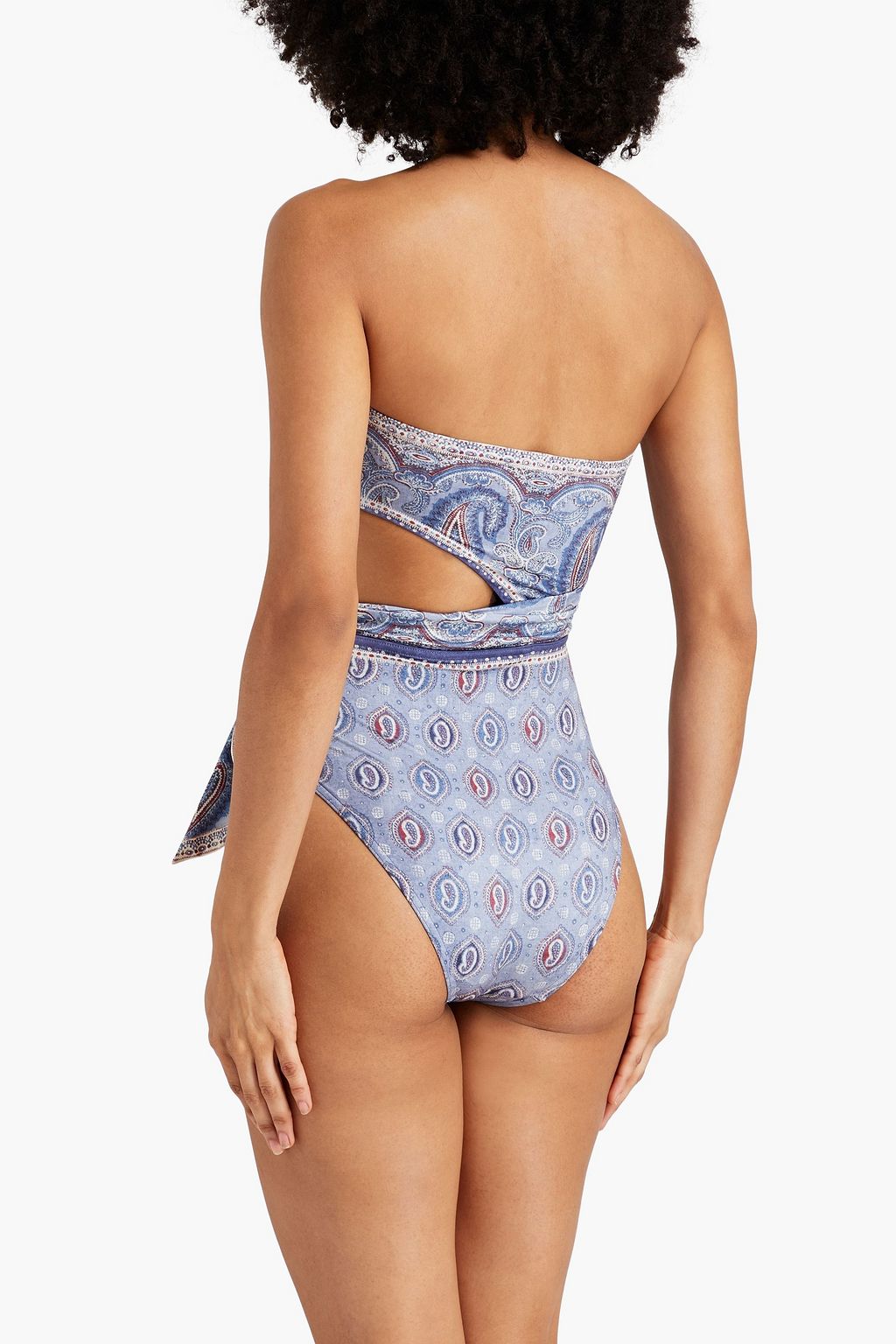 ZIMMERMANN Cutout paisley-print bandeau swimsuit