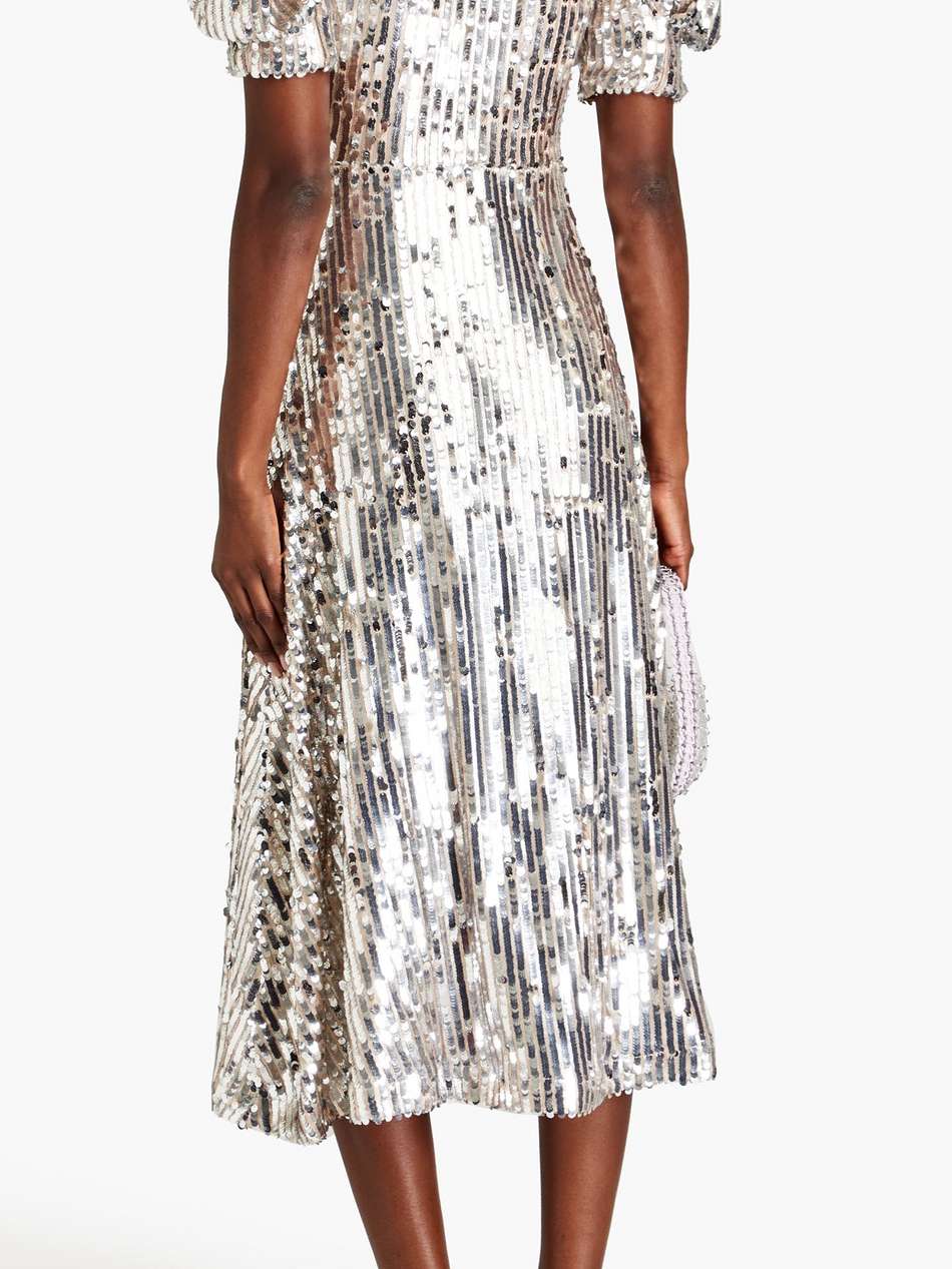 sequined mesh midi dress