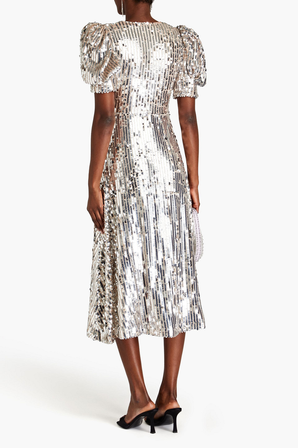 Rotate Birger Christensen Sierina Silver-tone Midi Dress With All-over Sequins Woman Rotate In Silver
