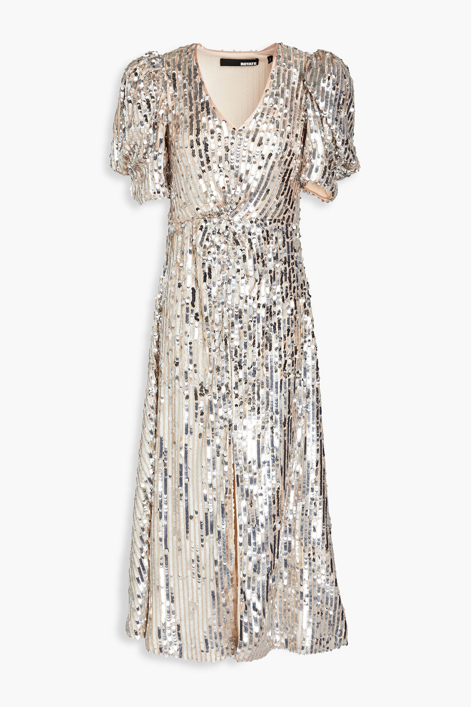 Rotate Birger Christensen Sierina Silver-tone Midi Dress With All-over Sequins Woman Rotate In Silver