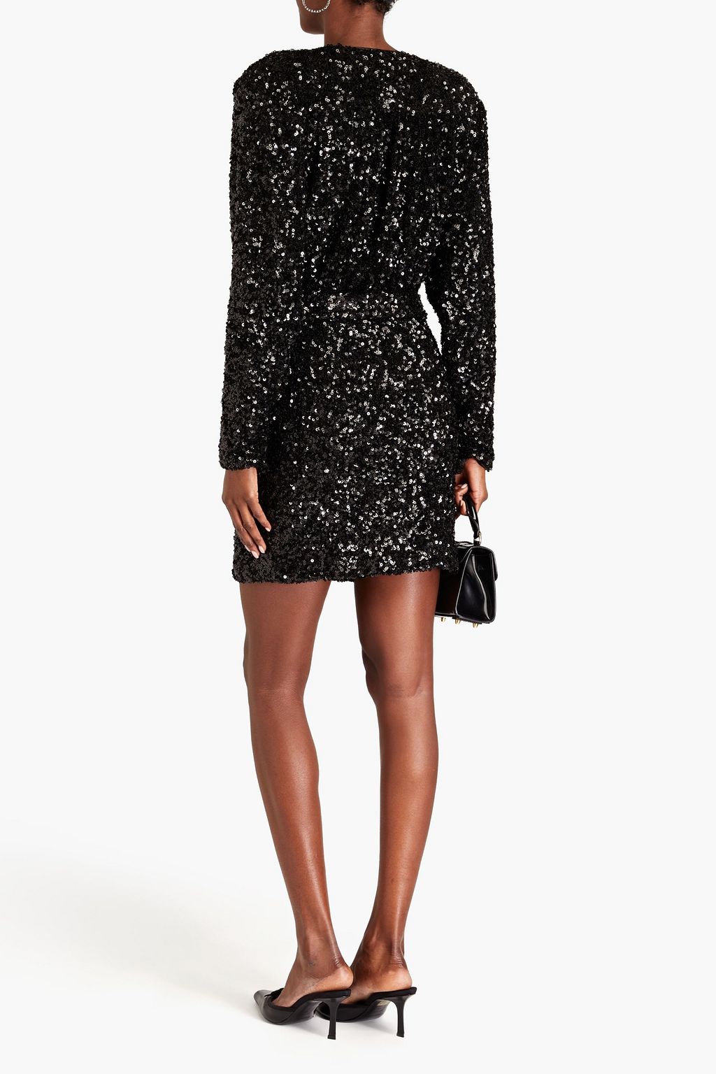 ROTATE BIRGER CHRISTENSEN 시퀸 장식 튤 벨티드 미니 랩 드레스
