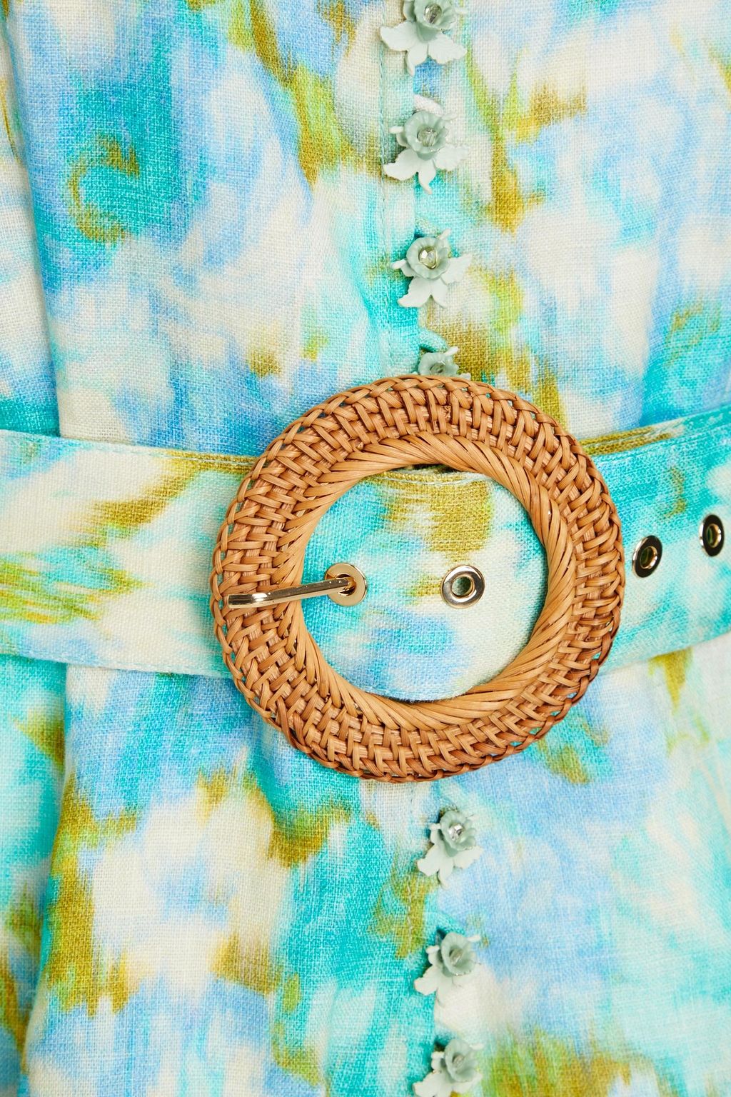 ZIMMERMANN リネン ミニワンピース ベルト付き プリント入り
