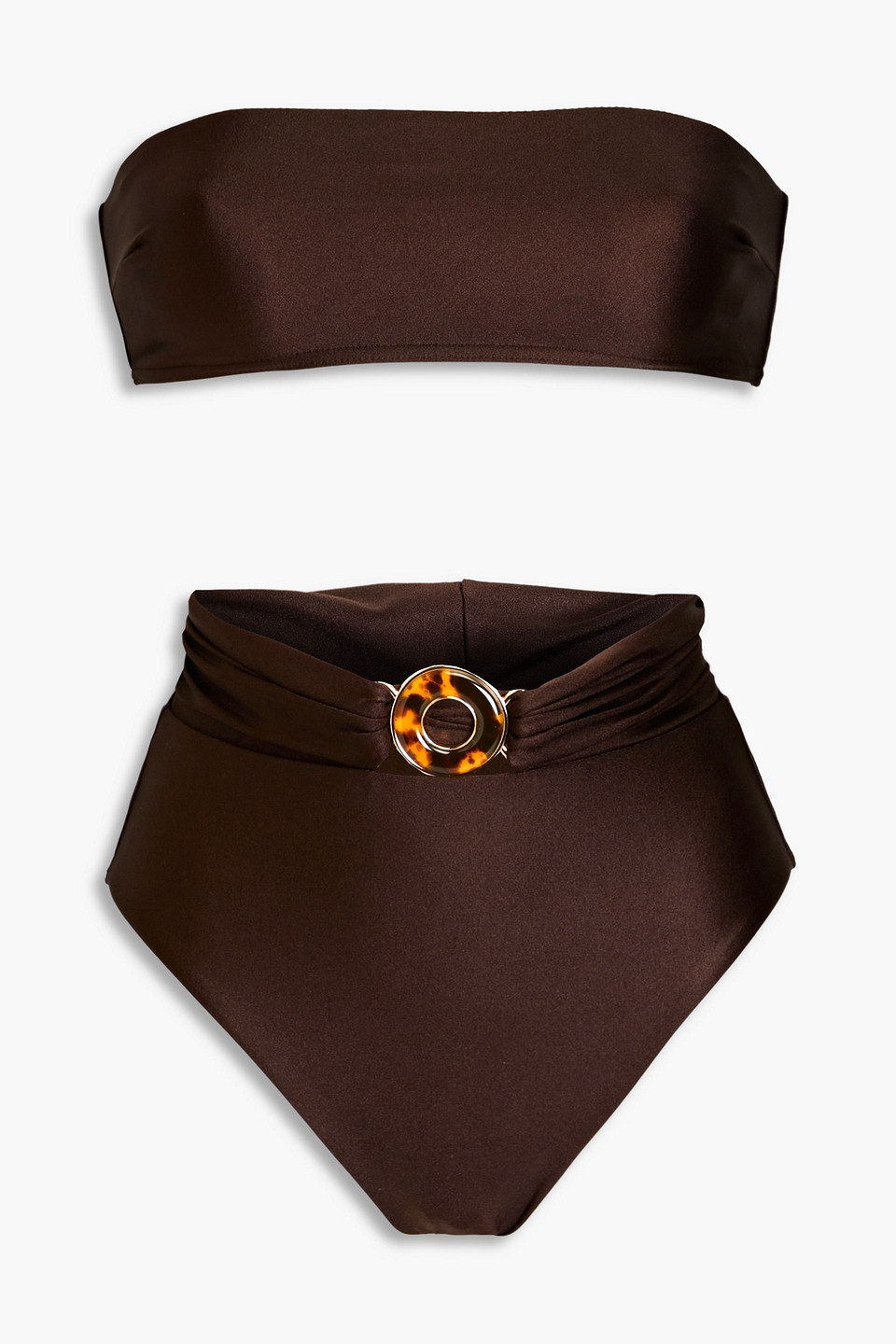 Zimmermann Embellished Bandeau Bikini In Chocolate