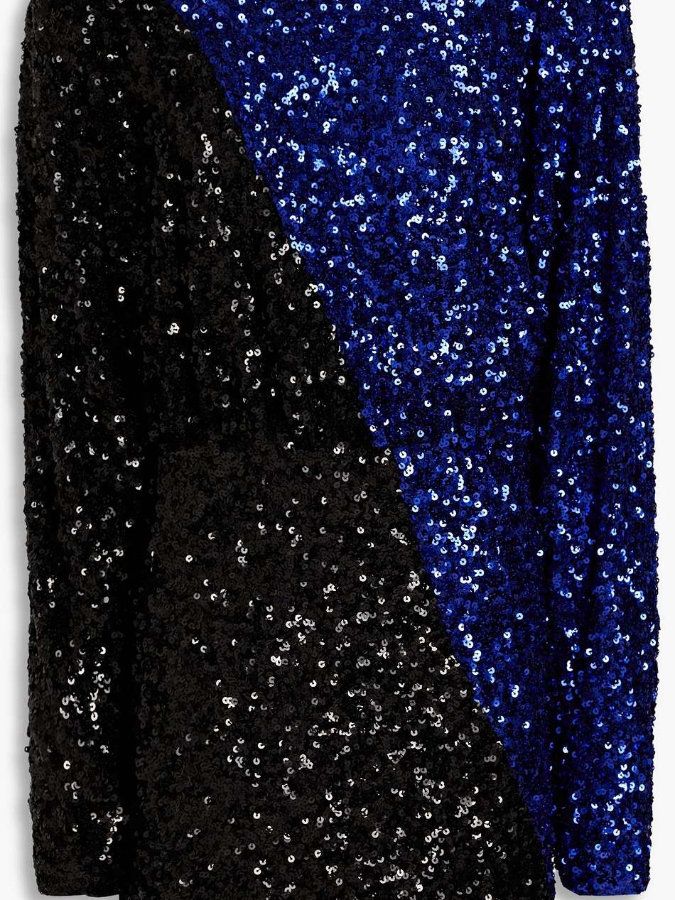 two-tone sequined mesh mini dress