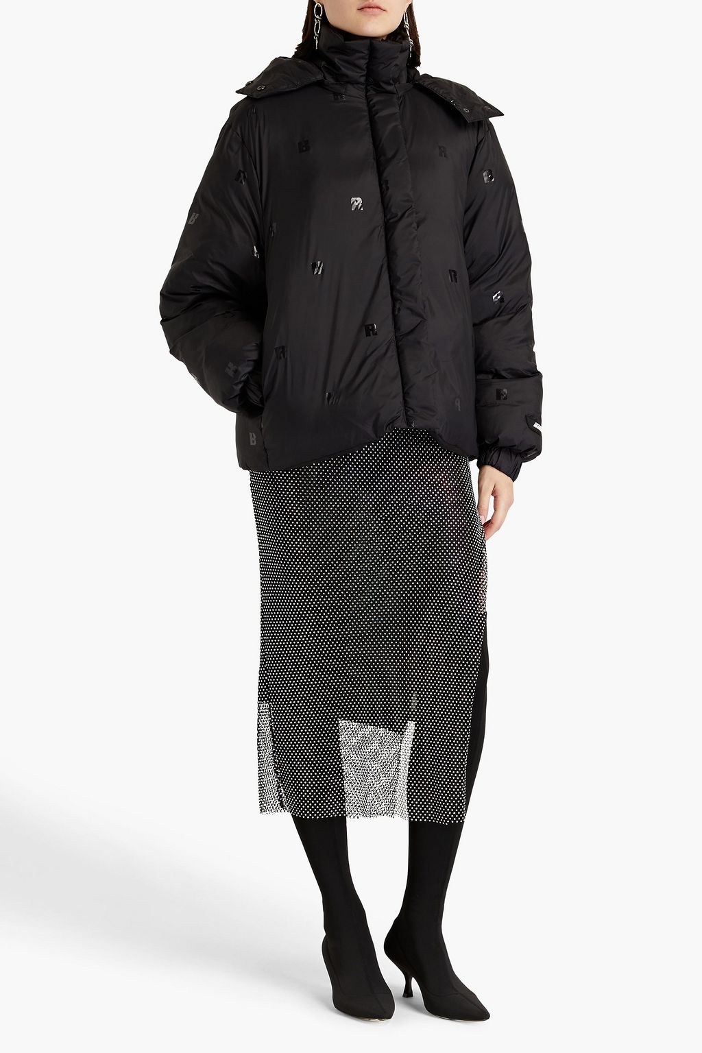 ROTATE BIRGER CHRISTENSEN Logo-print quilted shell hooded jacket