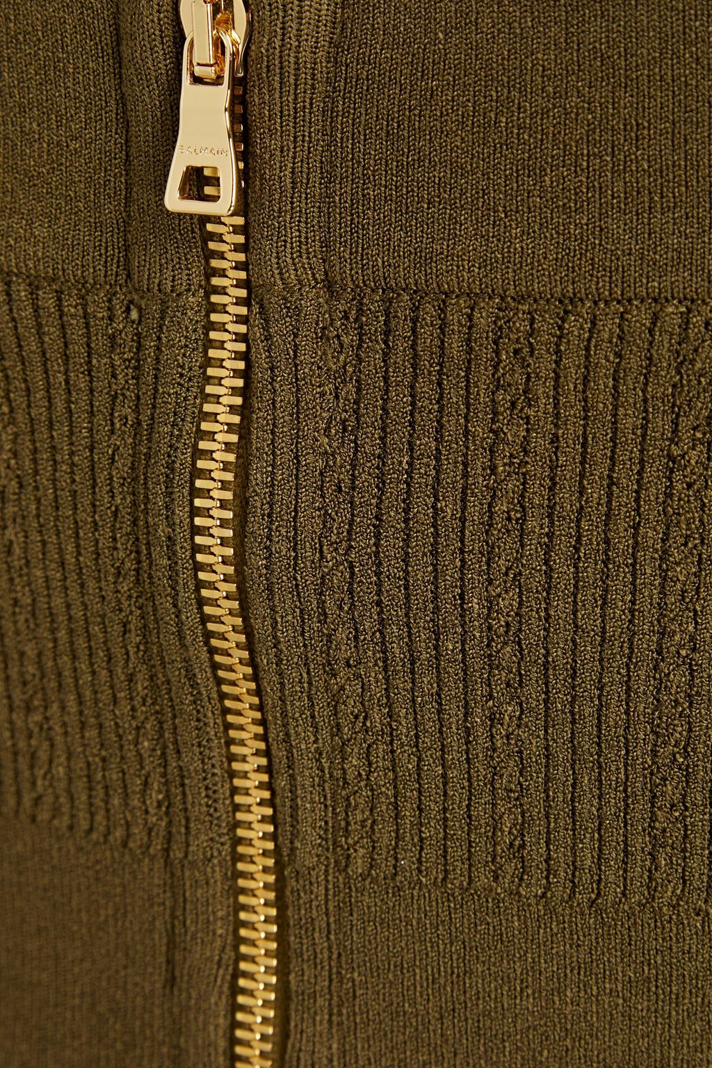BALMAIN Cropped cutout ribbed-knit halterneck top