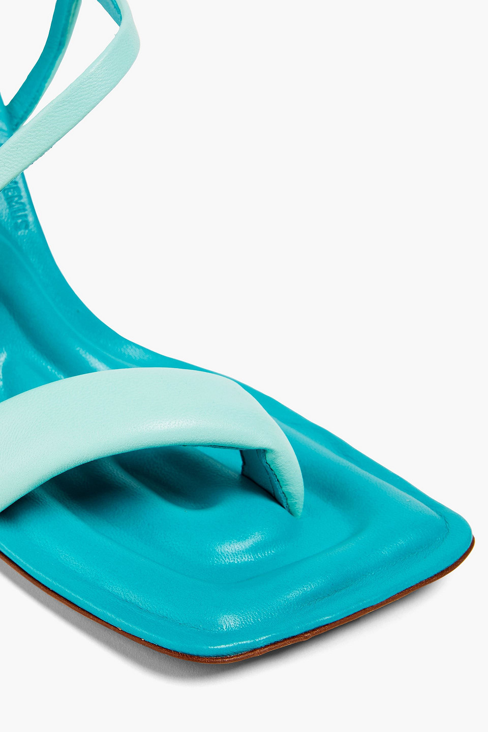 Shop Jacquemus Limone Leather Sandals In Turquoise