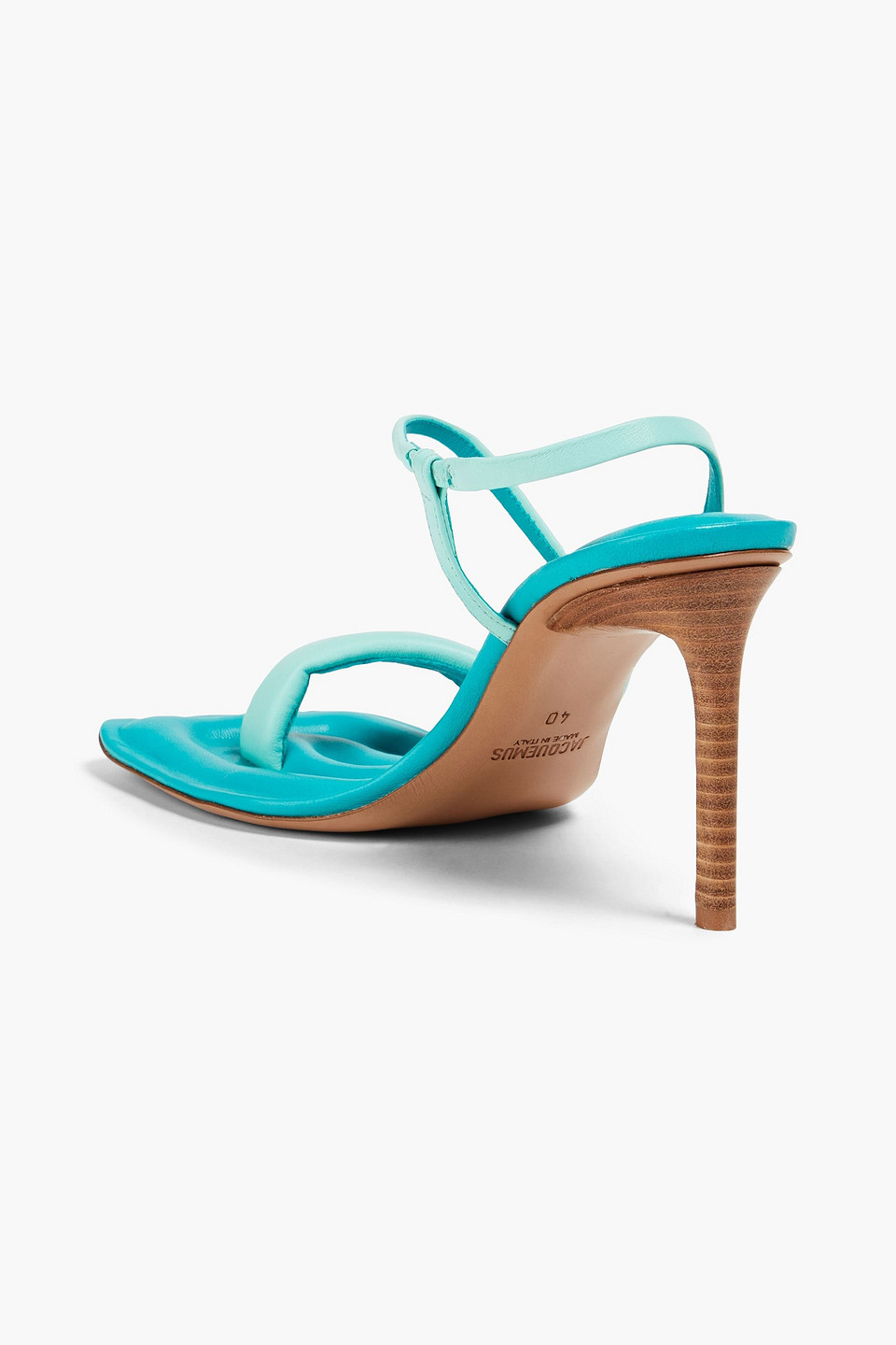 Shop Jacquemus Limone Leather Sandals In Turquoise