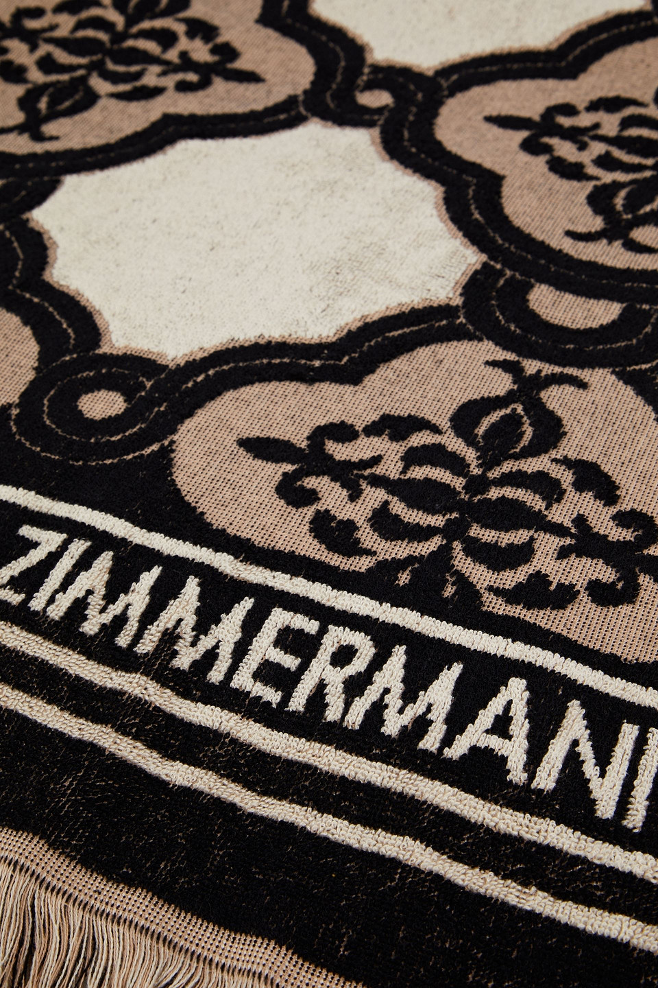 Zimmermann Printed Cotton-terry Beach Towel In Beige
