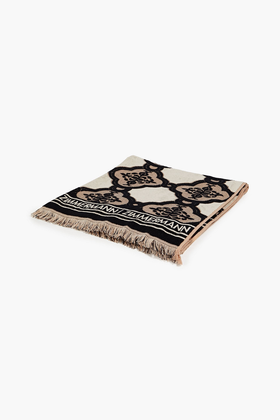 Shop Zimmermann Cotton-terry Jacquard Beach Towel In Beige