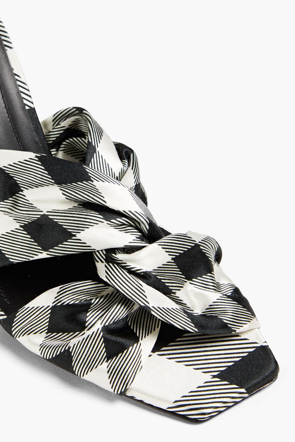 BALMAIN Twisted two-tone checked satin mules