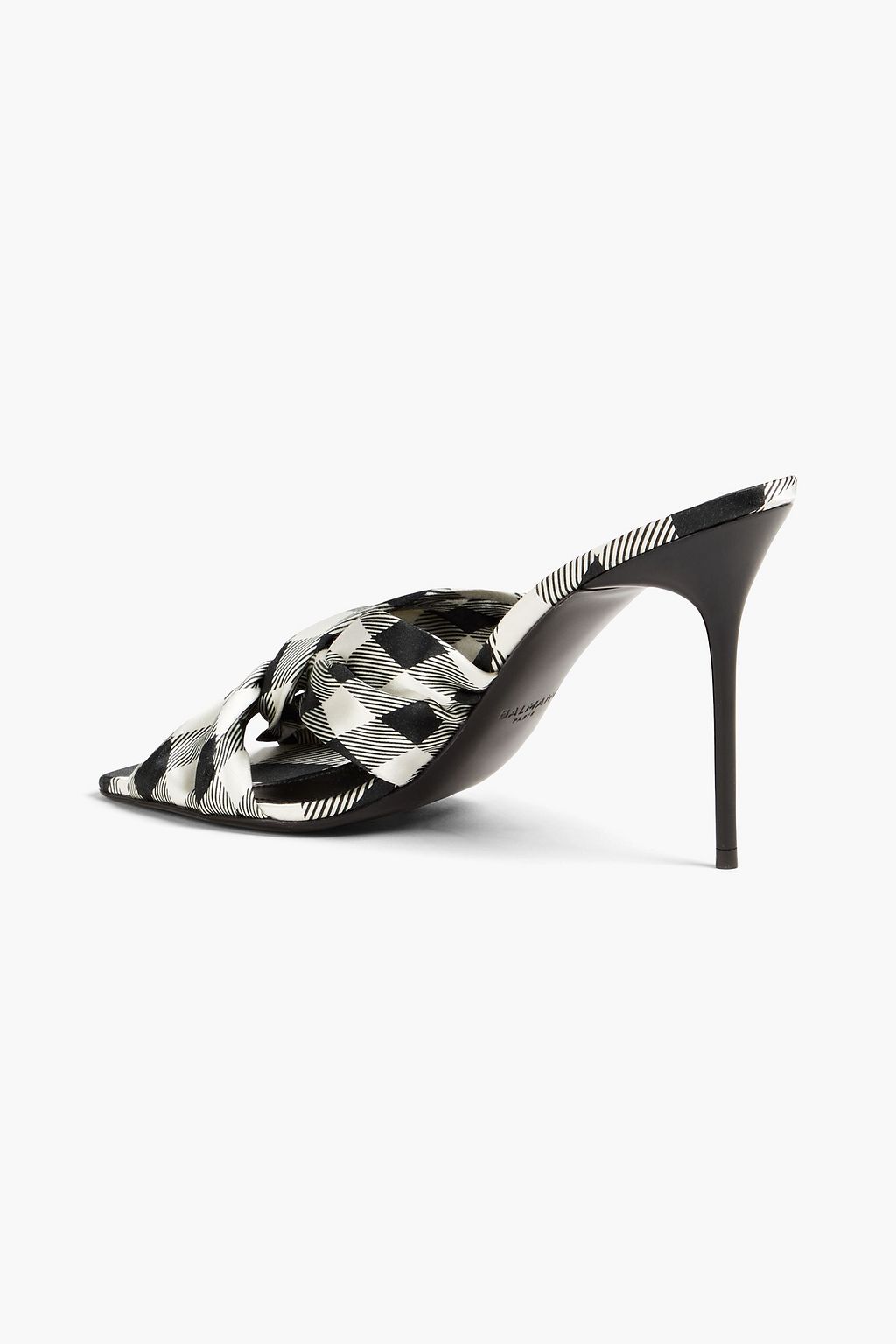 BALMAIN Twisted two-tone checked satin mules
