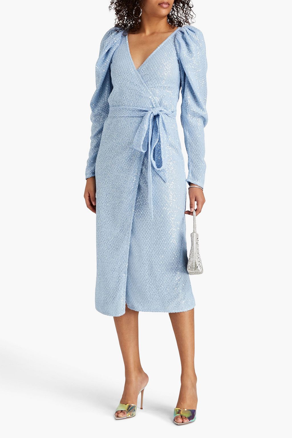 ROTATE BIRGER CHRISTENSEN Bridget sequined tulle midi wrap dress