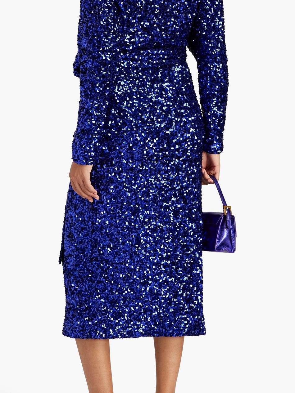 sequined mesh midi wrap dress