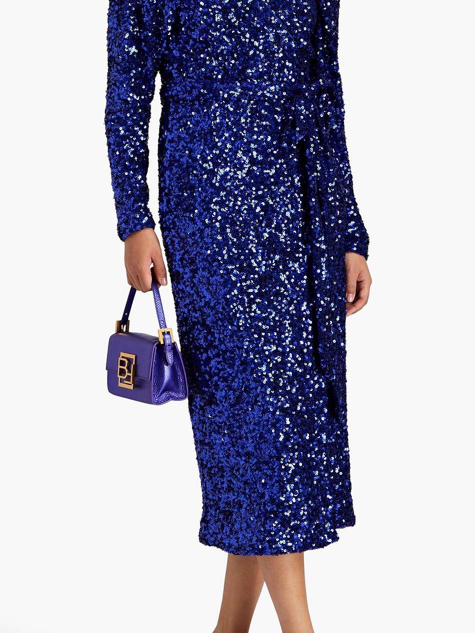 sequined mesh midi wrap dress
