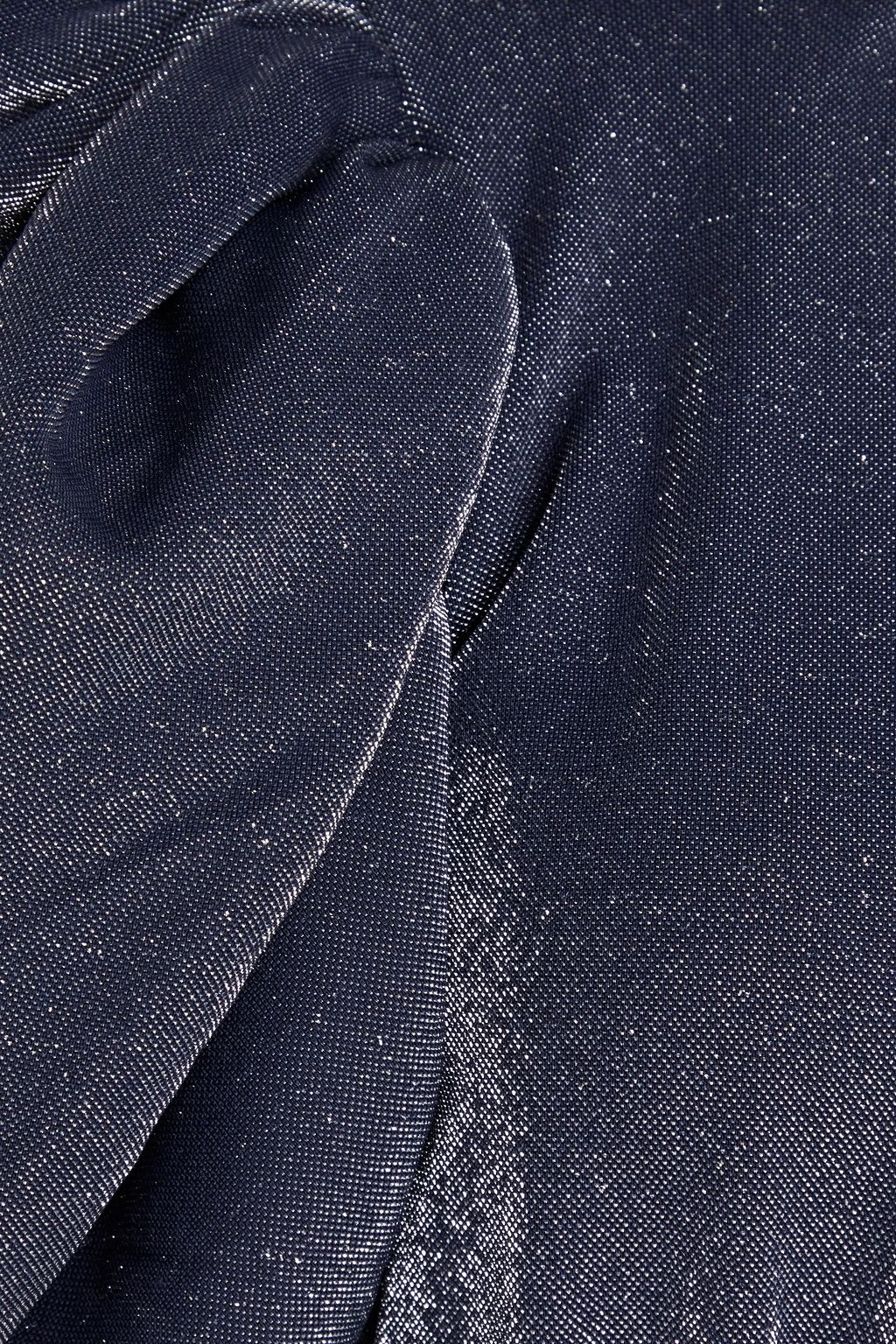 ROTATE BIRGER CHRISTENSEN ジャージー ミディワンピース オープンバック ギャザー入り メタリック