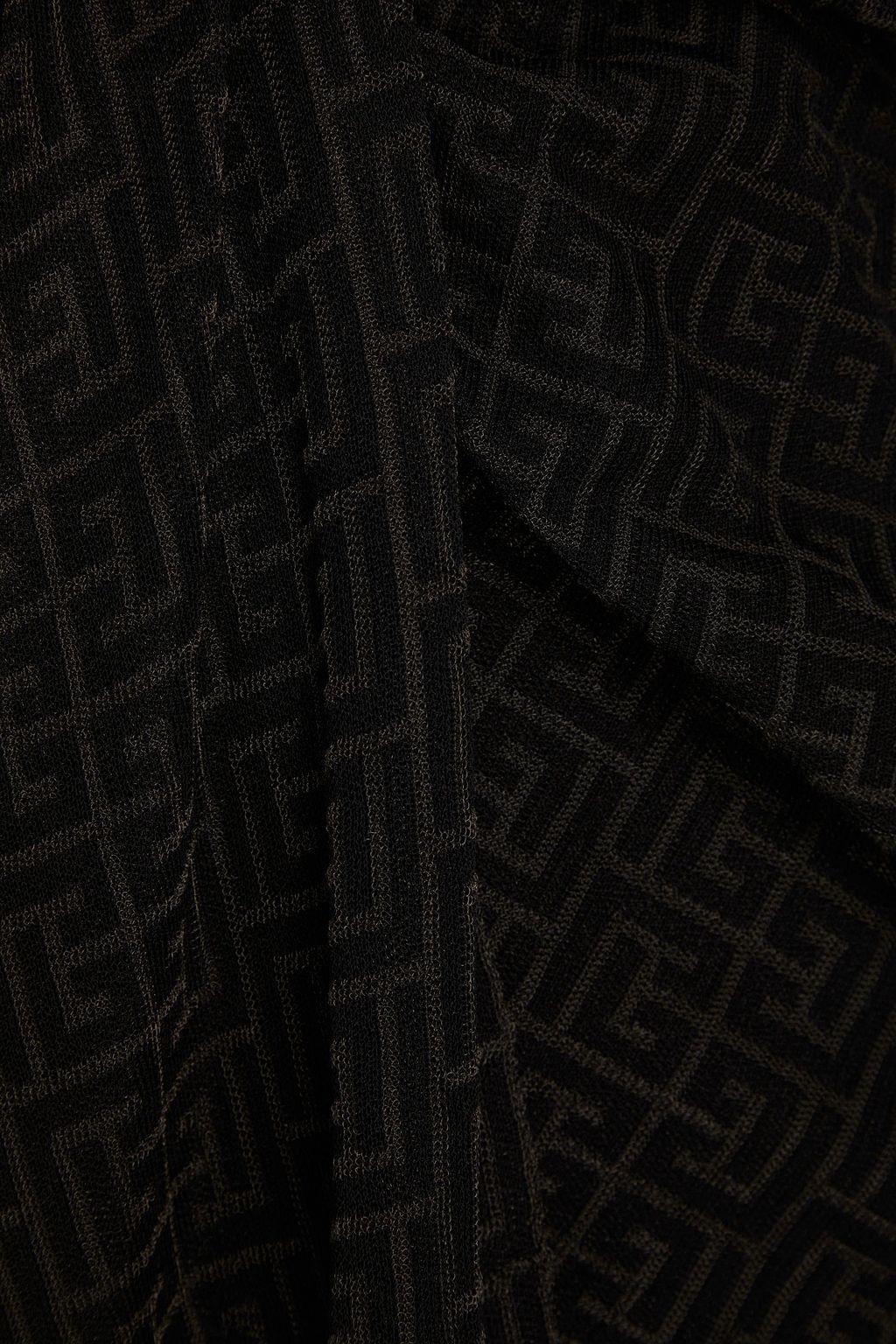 BALMAIN 드레이프 디테일 자카드 니트 미니 스커트