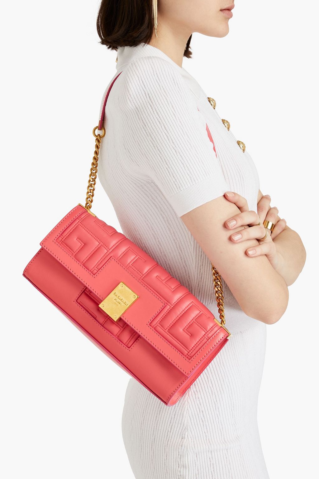 BALMAIN Quilted leather shoulder bag THE