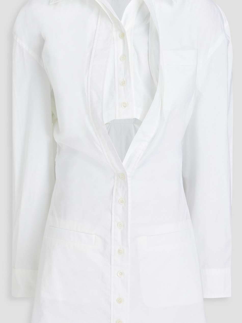 baunhilha layered cutout cotton-poplin mini shirt dress