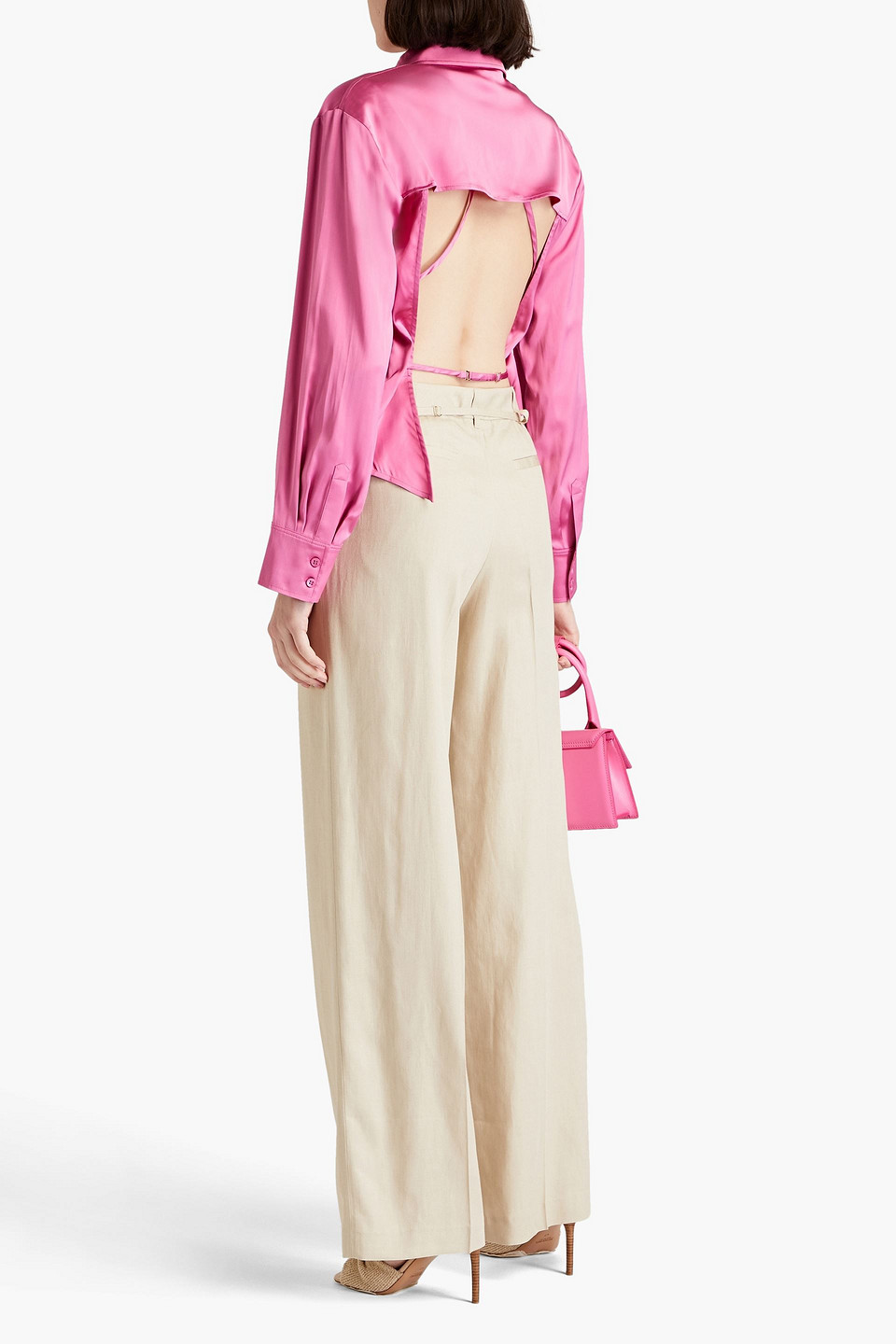 Shop Jacquemus Marino Woven Wide-leg Pants In Beige