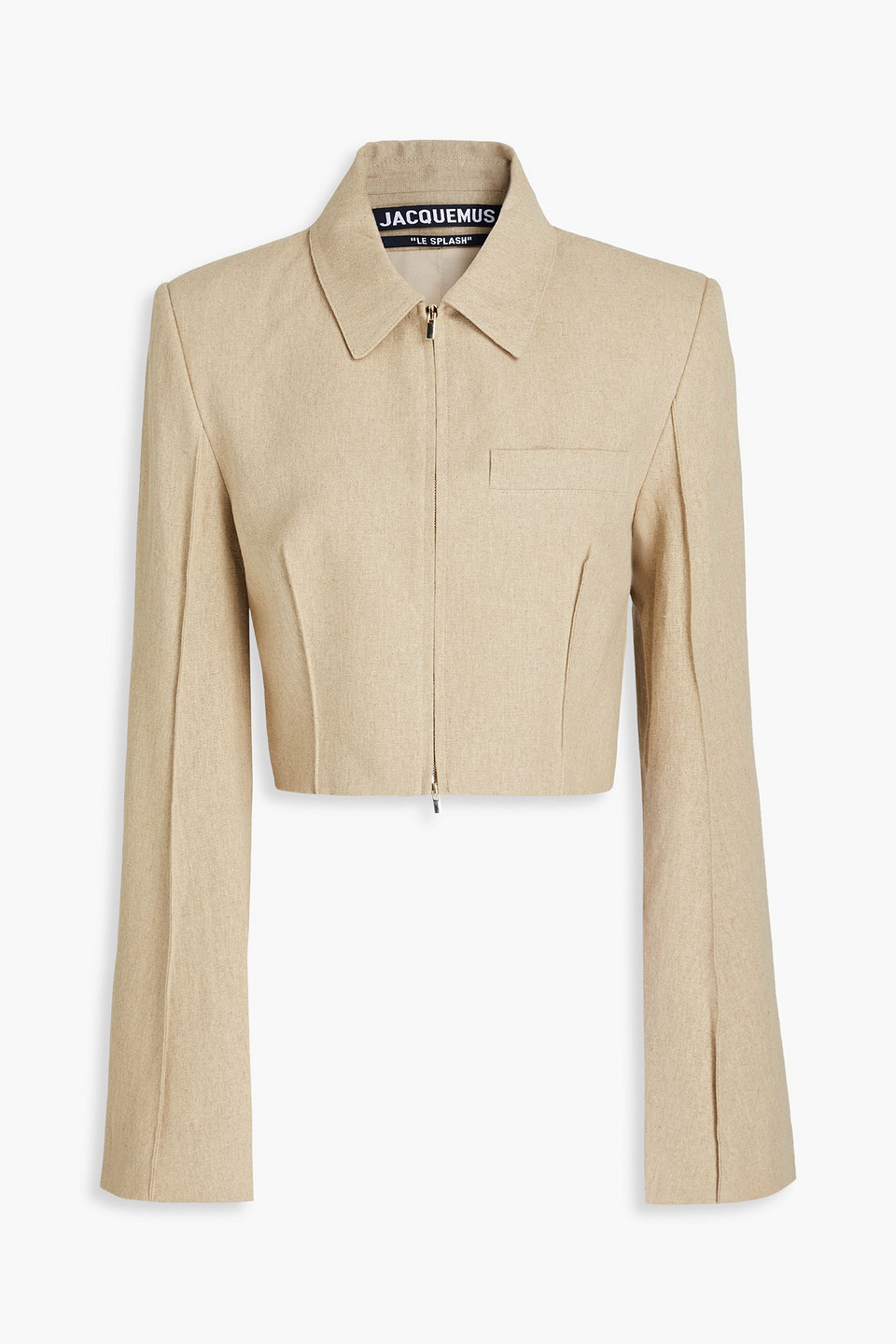 Jacquemus Liamo Cropped Linen Jacket In Beige