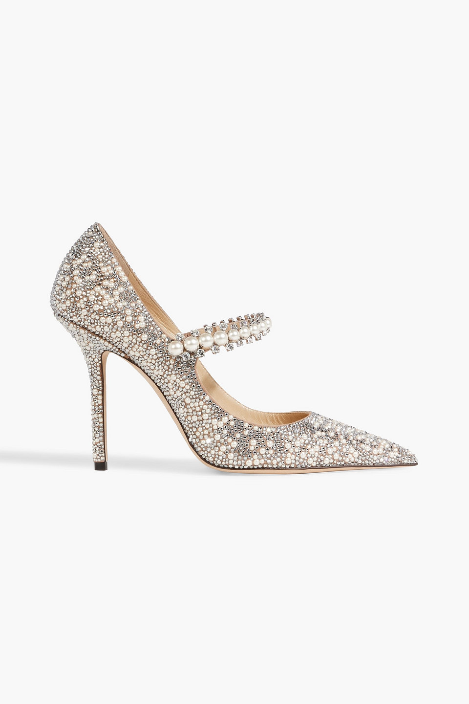JIMMY CHOO BAILY 100 EMBELLISHED LEATHER PUMPS