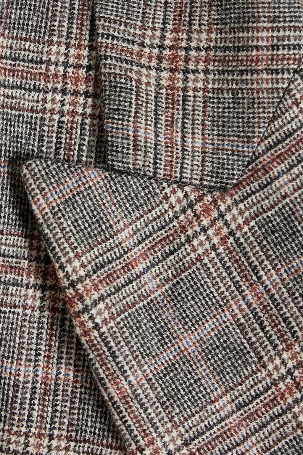 BRUNELLO CUCINELLI Double-breasted Prince of Wales checked wool and cashmere-blend blazer