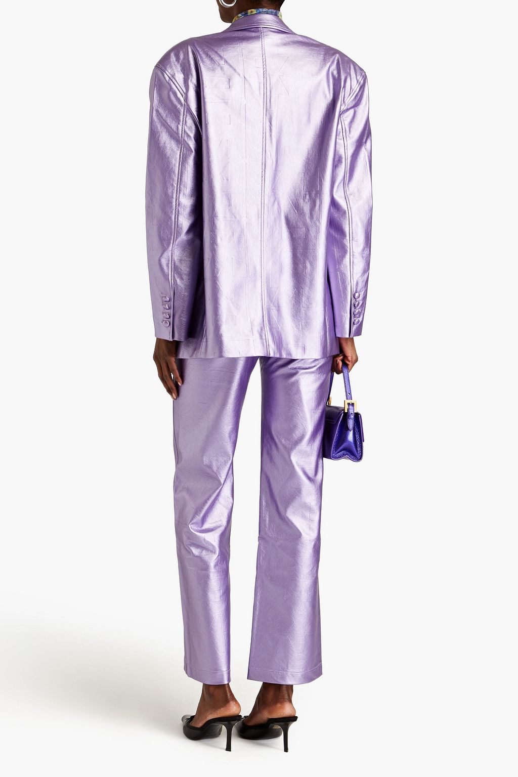 ROTATE BIRGER CHRISTENSEN 메탈릭 인조 가죽 블레이저