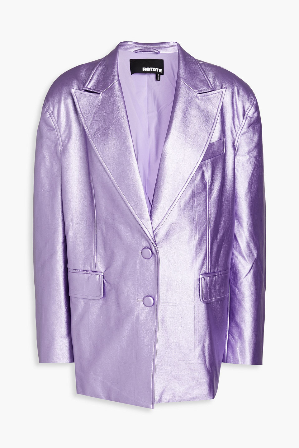 Rotate Birger Christensen Metallic Faux Leather Blazer In Lavender