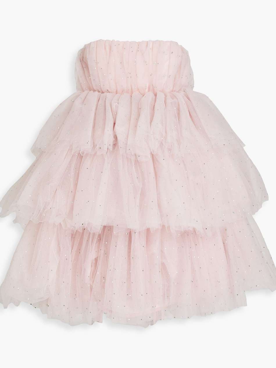 carlosa tiered embellished tulle mini dress