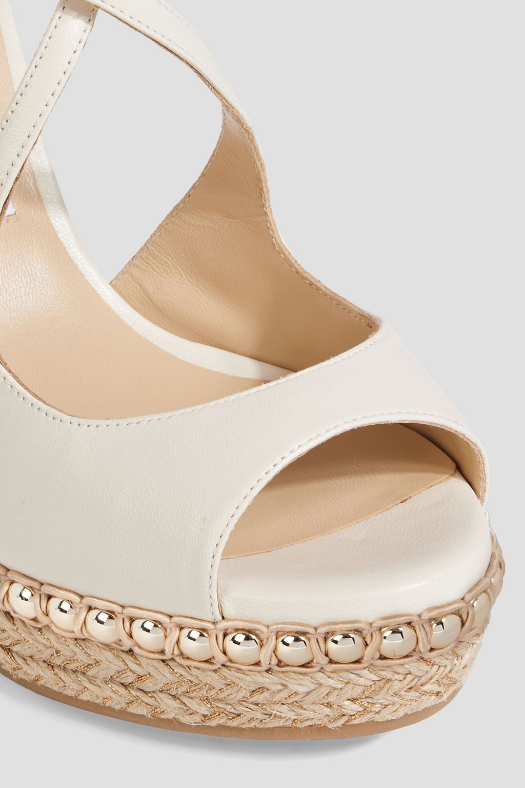 JIMMY CHOO Dakota 120 studded leather espadrille wedge sandals