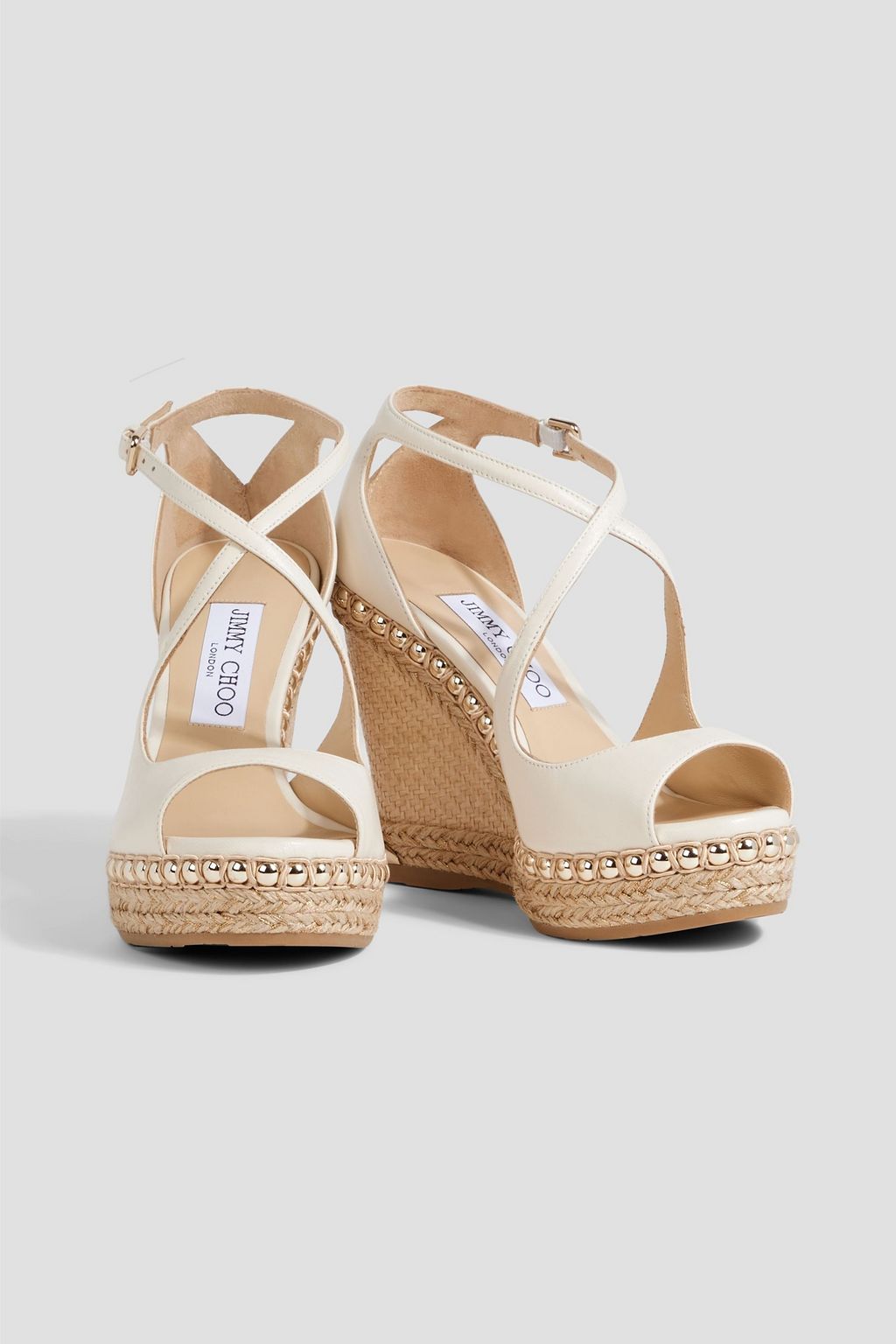 JIMMY CHOO Dakota 120 studded leather espadrille wedge sandals