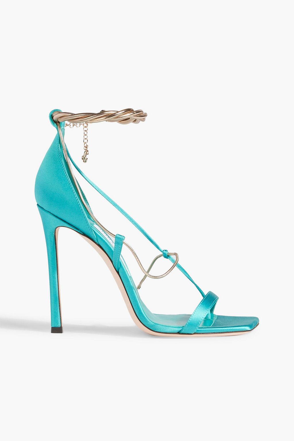 JIMMY CHOO Oriana 110 chain-embellished satin sandals | THE OUTNET