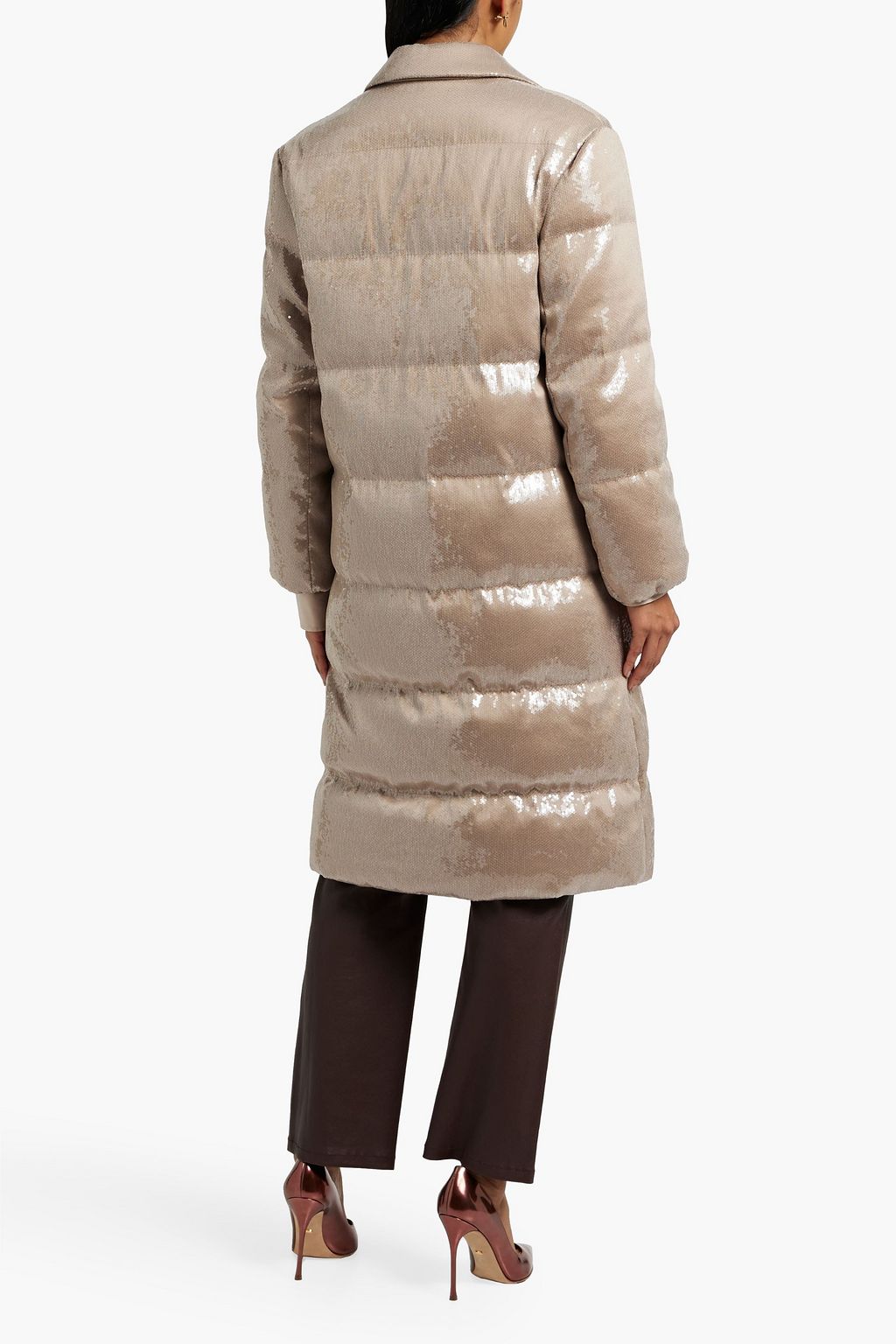 BRUNELLO CUCINELLI Double-breasted quilted sequined shell coat