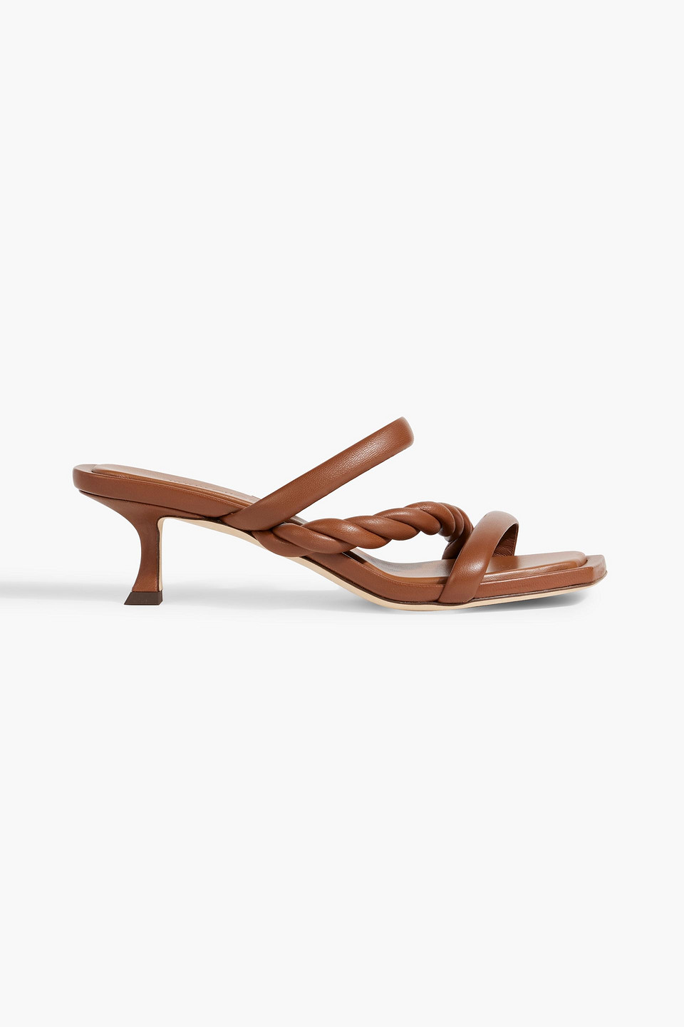 Jimmy Choo Diosa Twisted Leather Mules In Brown