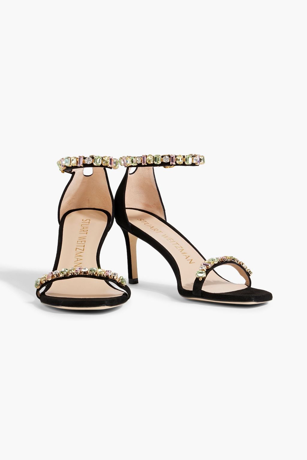 STUART WEITZMAN Crystal-embellished suede sandals