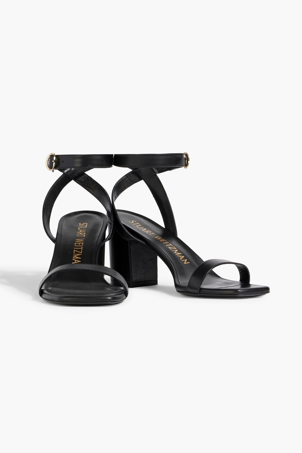 Stuart Weitzman Nearlybare Leather Ankle-strap Sandals In Black