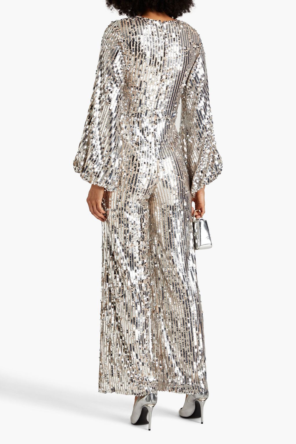 ROTATE BIRGER CHRISTENSEN Sequined mesh wide-leg jumpsuit