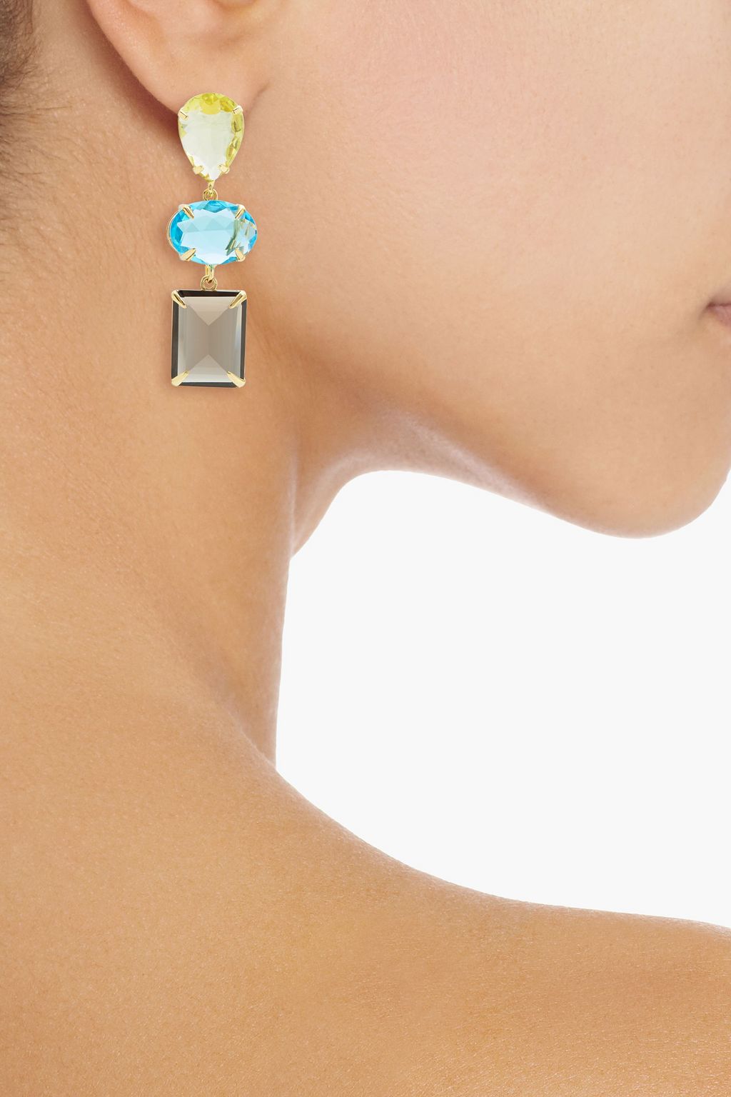 BOUNKIT Gold-tone quartz earrings