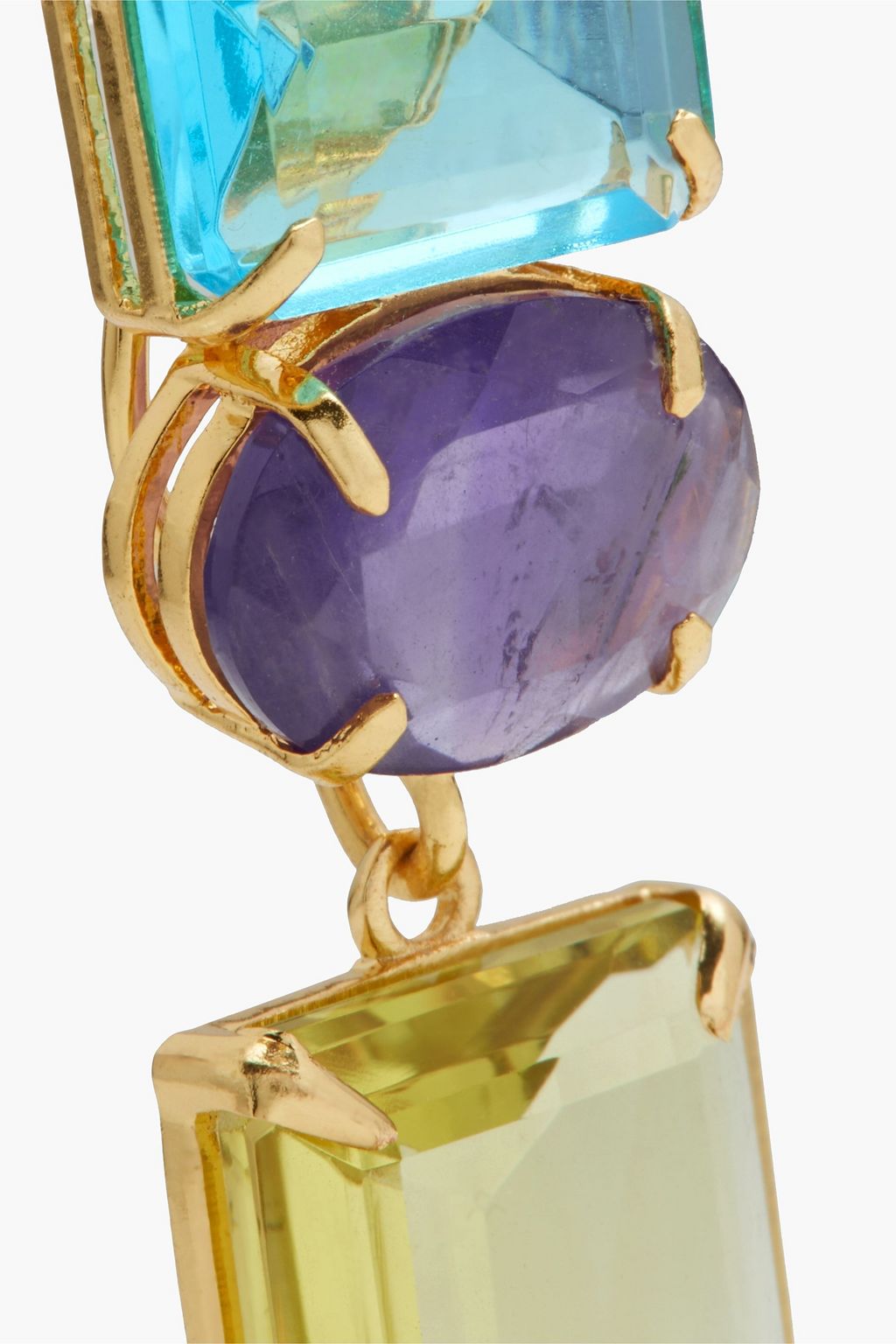BOUNKIT Gold-tone, amethyst and quartz earrings