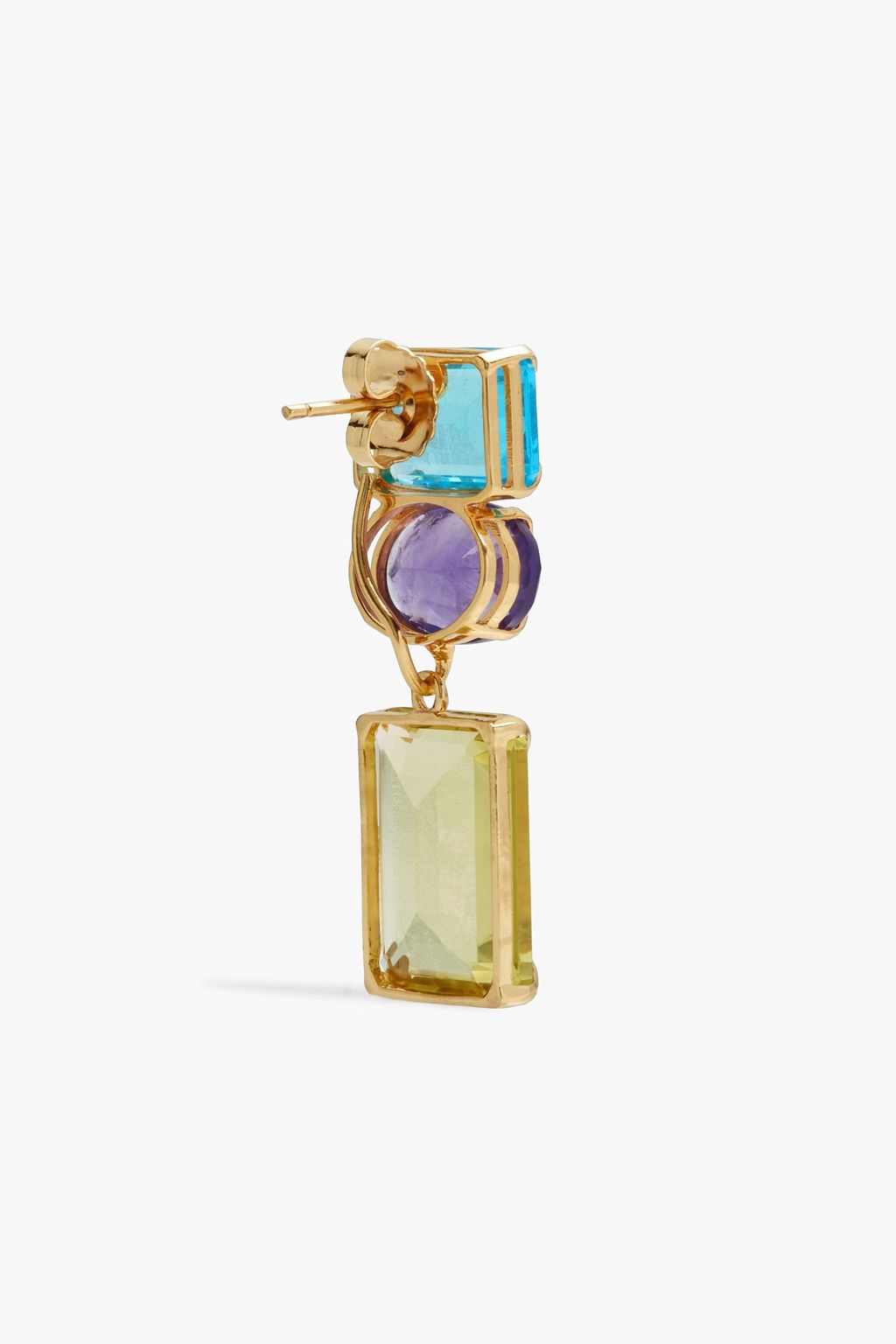 BOUNKIT Gold-tone, amethyst and quartz earrings