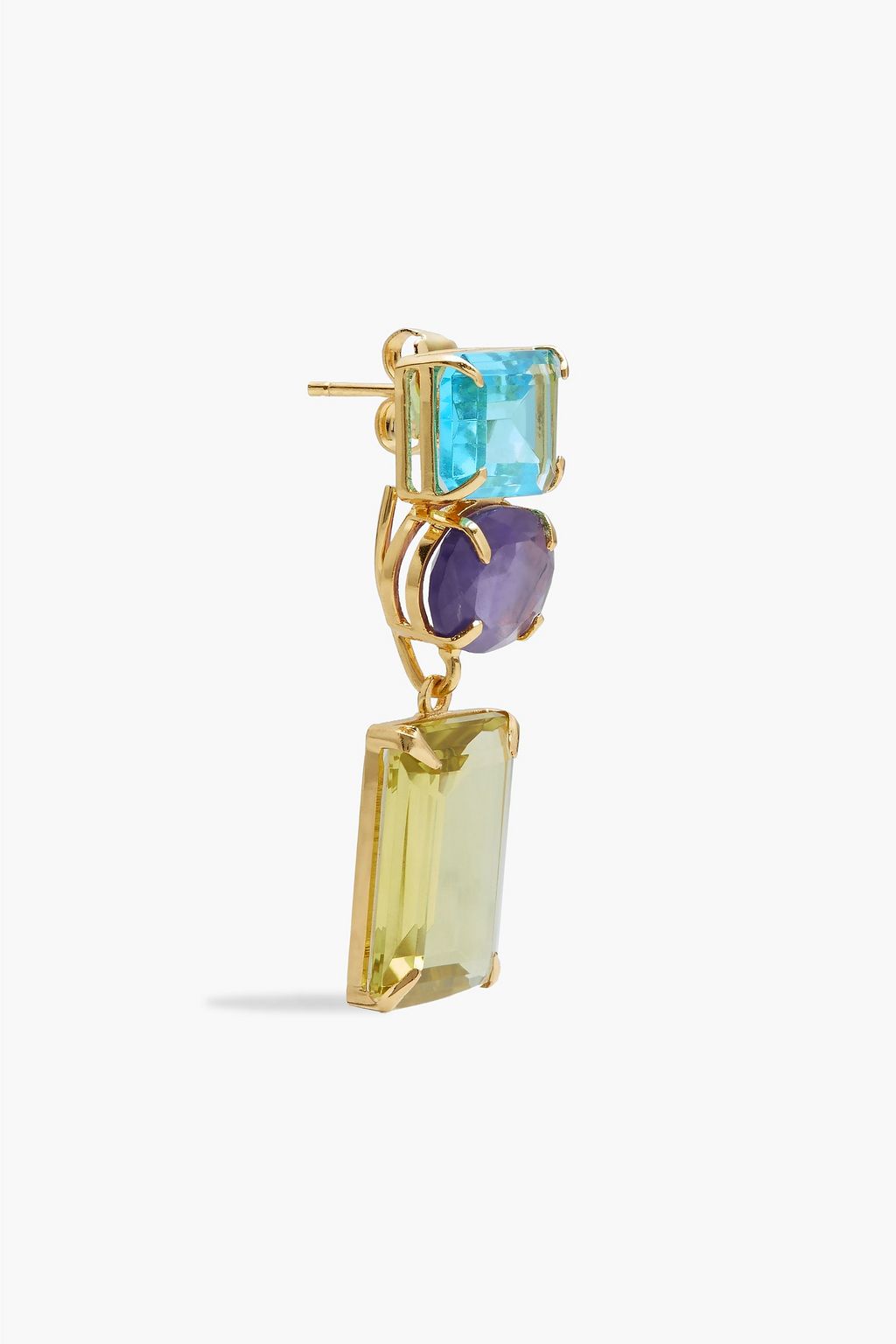 BOUNKIT Gold-tone, amethyst and quartz earrings