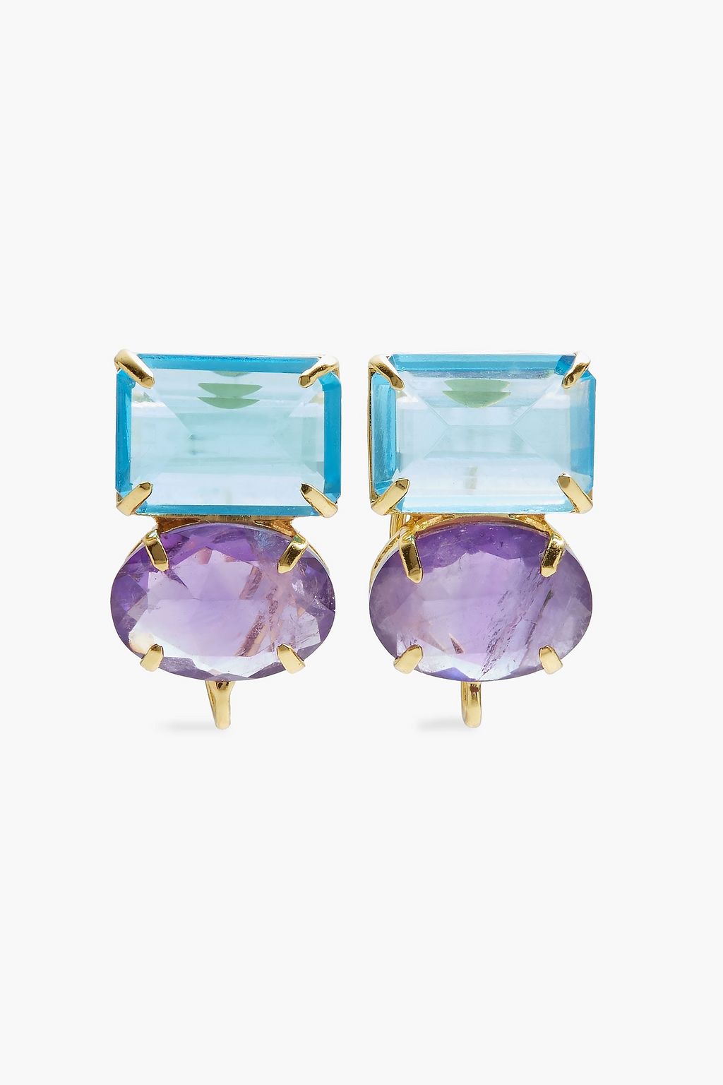 BOUNKIT Gold-tone, amethyst and quartz earrings