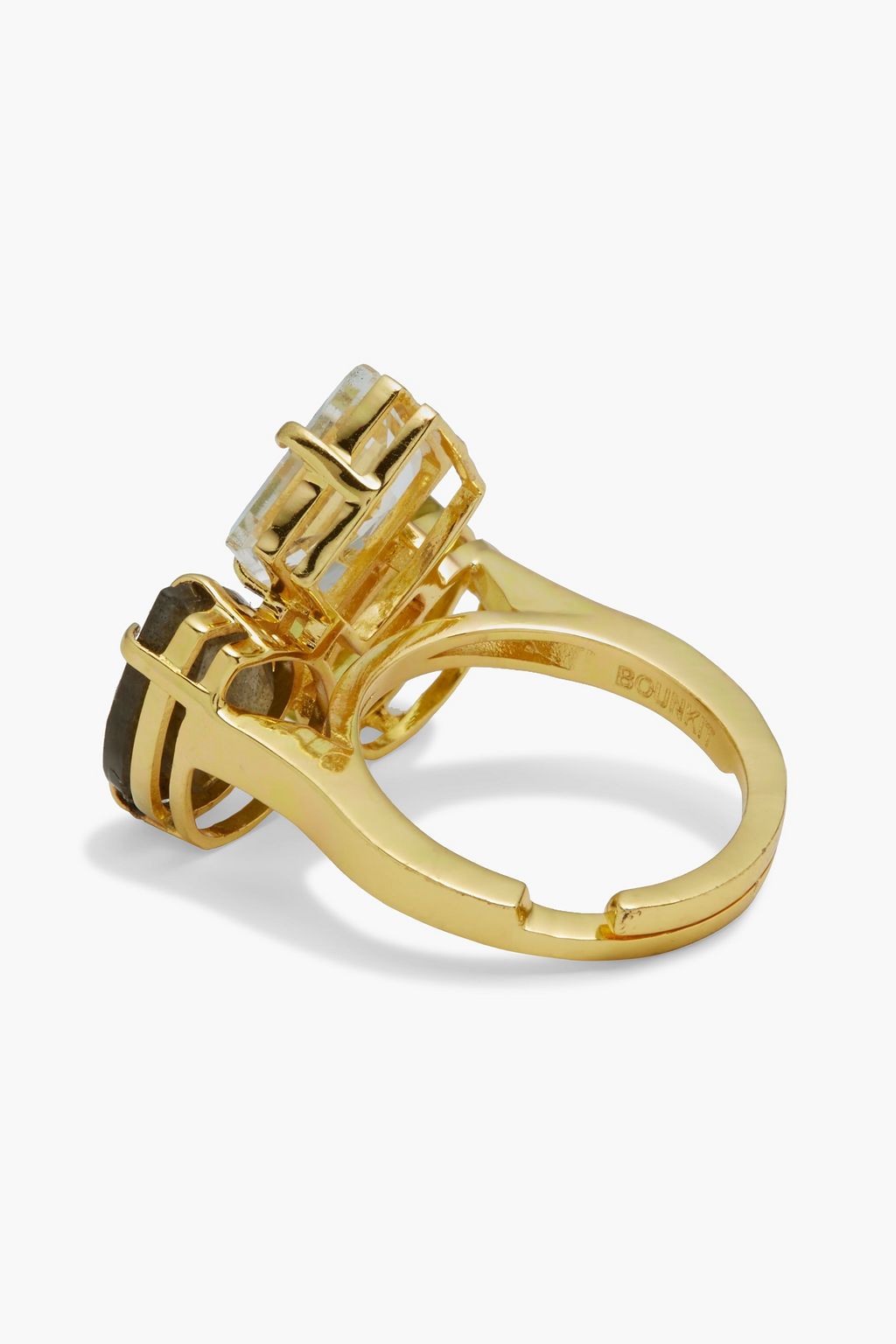 BOUNKIT Gold-tone. quartz and labradorite ring